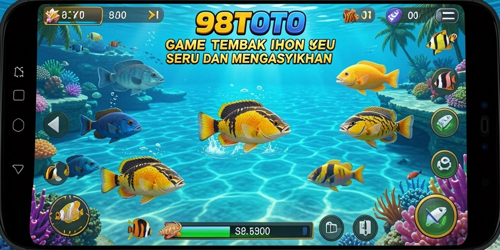 Screenshot gameplay 98TOTO menampilkan aksi seru menembak ikan.