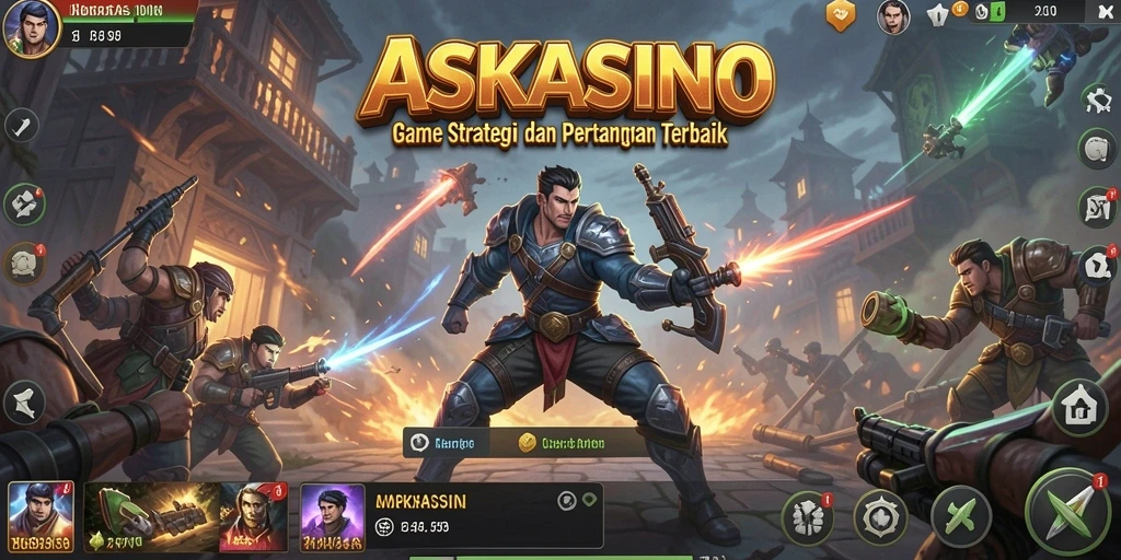 Tangkapan layar <strong>ASKASINO</strong> menampilkan aksi pertempuran strategi yang mendebarkan.