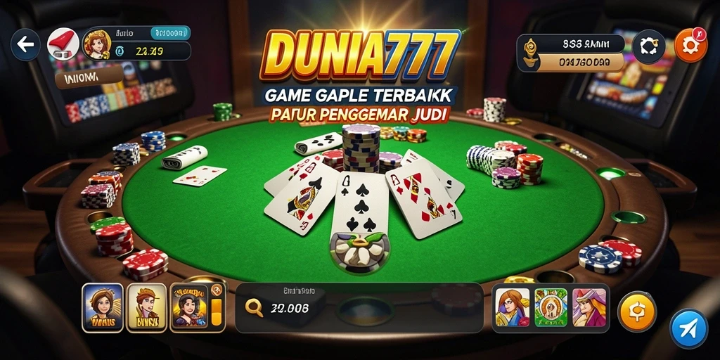 Gameplay seru Gaple di DUNIA777 dengan pemain dari seluruh dunia.