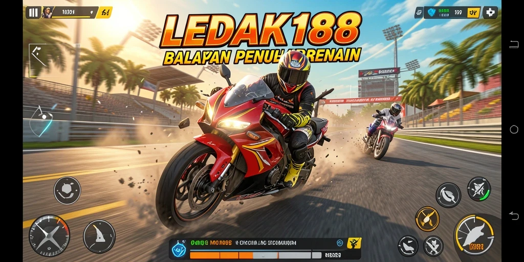 Screenshot LEDAK188 menampilkan balapan motor yang mendebarkan dan realistis.