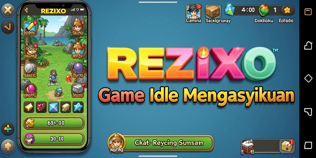 Screenshot gameplay REZIXO menampilkan karakter dalam aksi Idle.