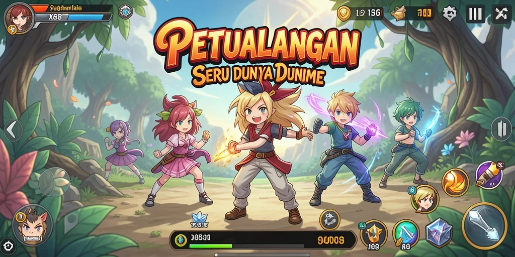 Screenshot gameplay X88 menampilkan aksi seru dalam dunia Anime.